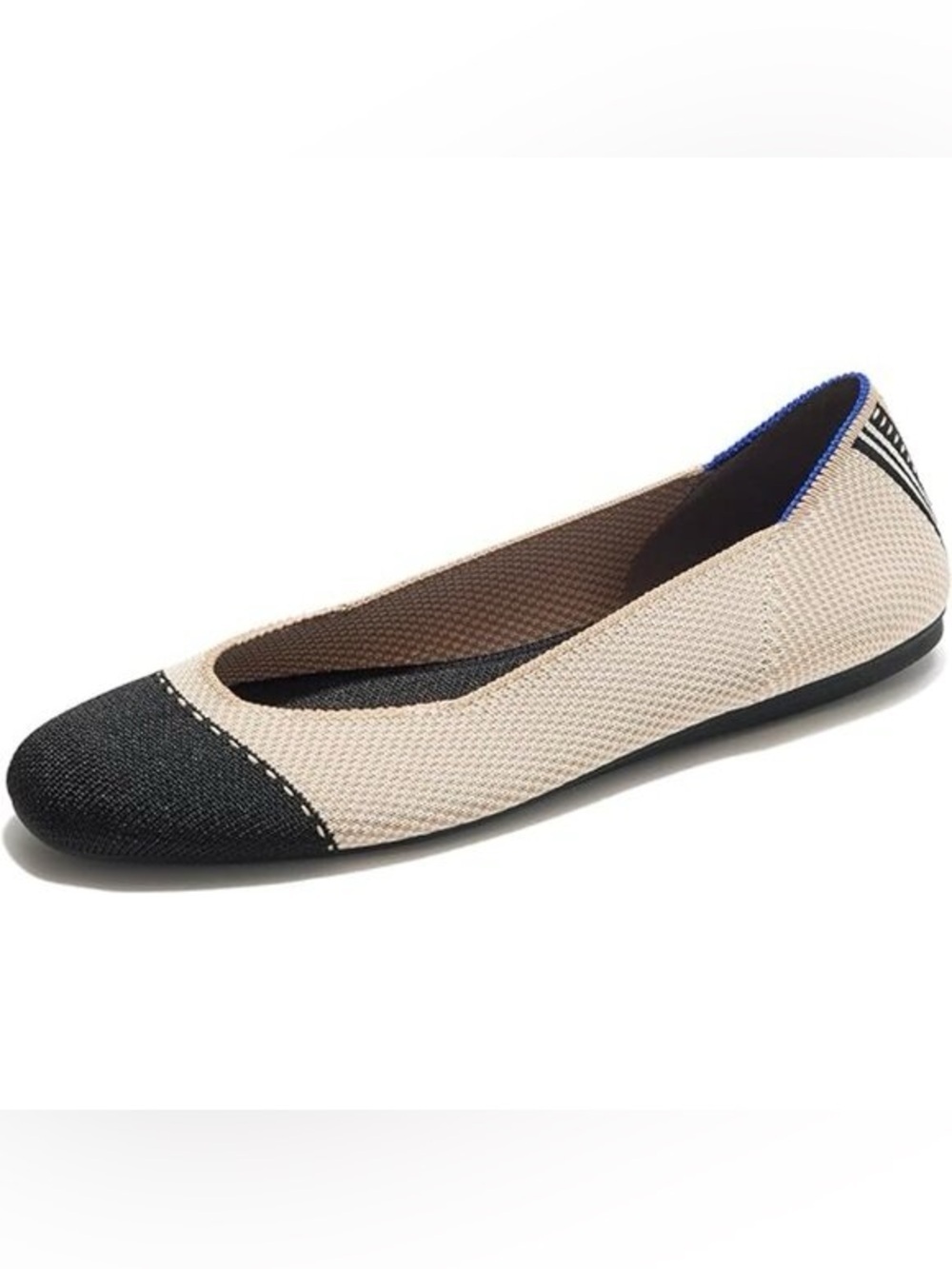 Rothy’s The Point Flats tuxedo Beige Black Cap Toe Knit Flats Women’s 6.5